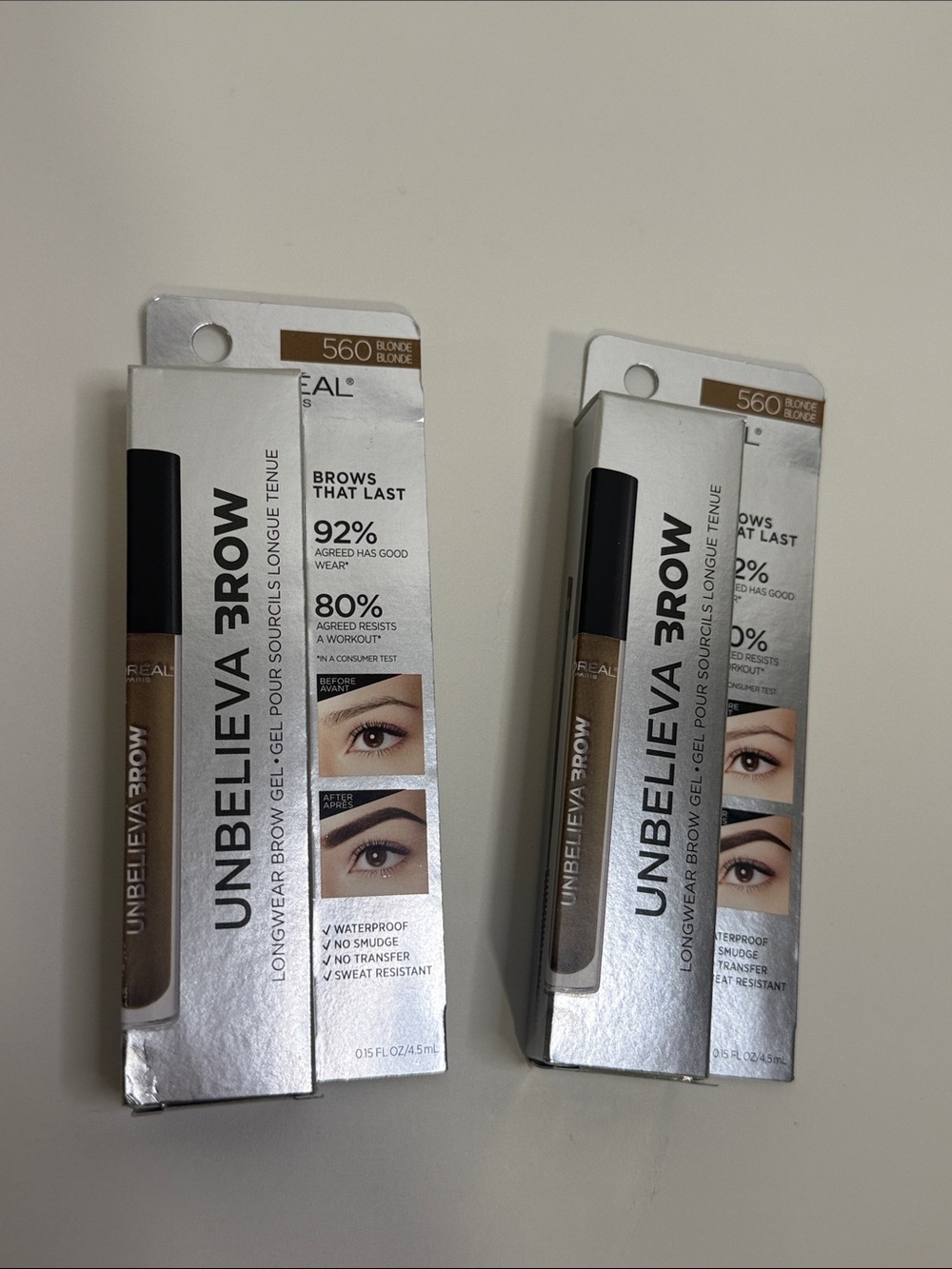 Unbelieva-Brow Loreal Paris Longwear Brow Gel - Brown (2 pack) 560 Blonde.